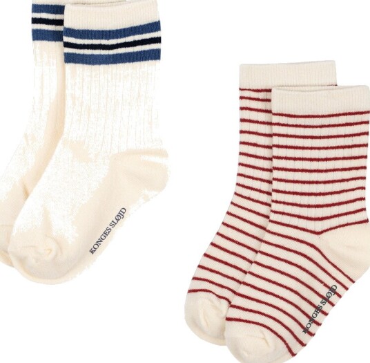 Konges Sløjd Sokker 2 pack Off White Konges Sløjd 33/35 Sokker Beige Blå Hvit Rød 33 35