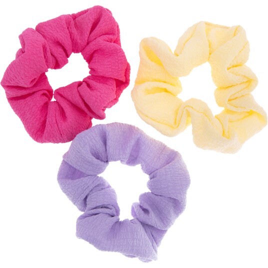 Dazzling Scrunchie Seersucker Bright Pink Purple Yellow 3 pack
