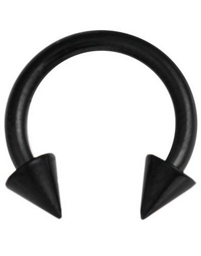 Rund Svart Øyenbrynspiercing med Spike Kuler Strl 1.2 x 8 med 4 mm kule