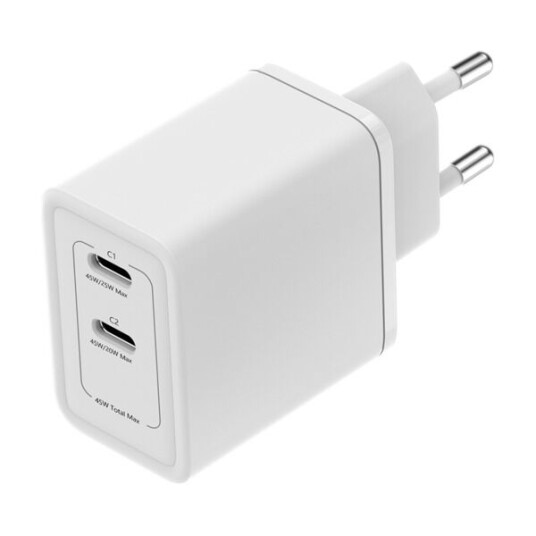 DACOTA PLATINUM 45 W GAN DUAL PORT USB-C HURTIGLADER, HVIT
