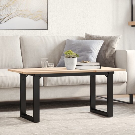 Salongbord O ramme 100x50x45 cm heltre furu og stål
