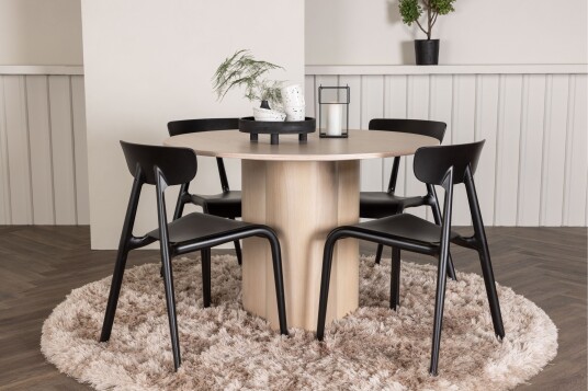 Venture Home Olivia Spisegruppe 110 cm Rund med 4 Ursholmen Stoler Whitewash