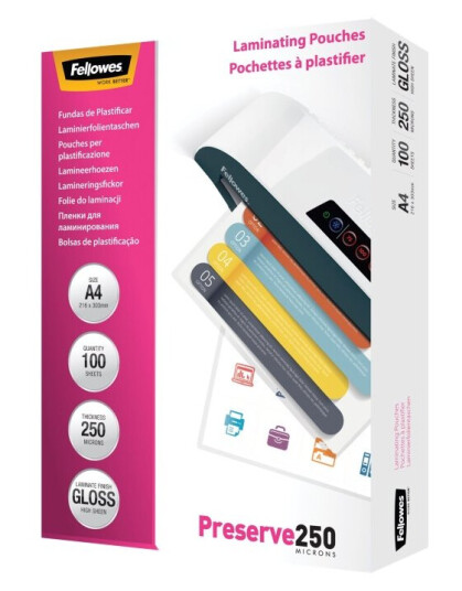 Fellowes Laminating Pouches 125 Mikroner 100-Pack 54 X 86 Mm Lamineringspunger