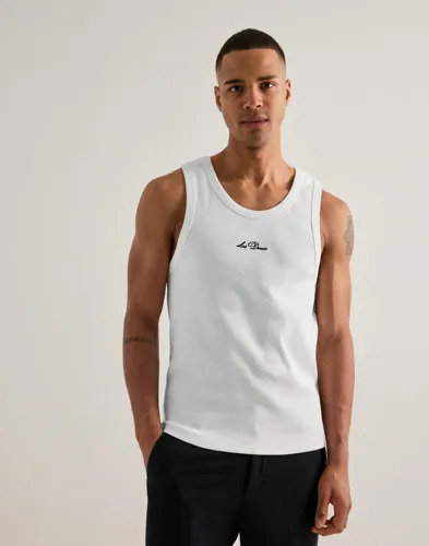 Les Deux Arthur Logo Rib Tanktop Singletter & Ermeløse topper Hvit