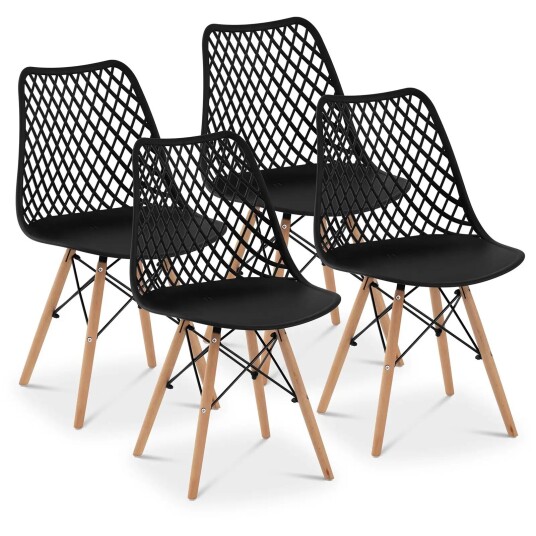 Fromm & Starck Stol sett på 4 opptil 150 kg seteområde 450 x 440 mm Sort 10260322