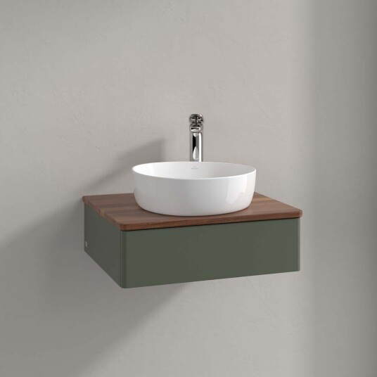 Villeroy & Boch Antao Servantskap med 1 skuff 60x50x19 cm m/lys Grønn Matt/Valnøtt