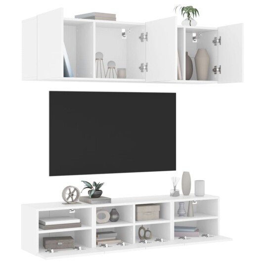 vidaXL Vegghengte TV-enheter 5 deler hvit konstruert tre 8721012469266