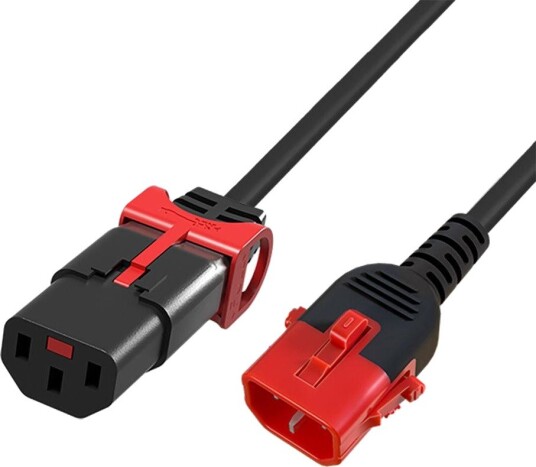 ACT Strømkabel IEC Lock C13-C14, Sort- 1 m C13 IEC Lock+ - C14 Dual IEC Locking
