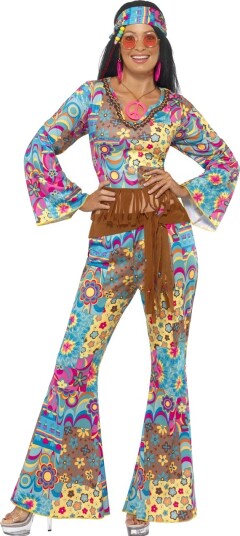 Smiffys Flower Power Hippie Lady Kostyme Strl M