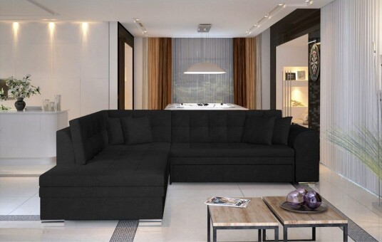 Seksjonssofa Eltap Pieretta 260x207x78 cm Kronos 07 Svart Venstre