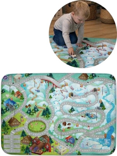 Ultrasoft Mountain Leketeppe Med Vinterlandskap Og Veinett 130 X 180cm Ultrasoft Mountain Leketeppe Med Vinterlandskap Og Veinett 130 X 180cm