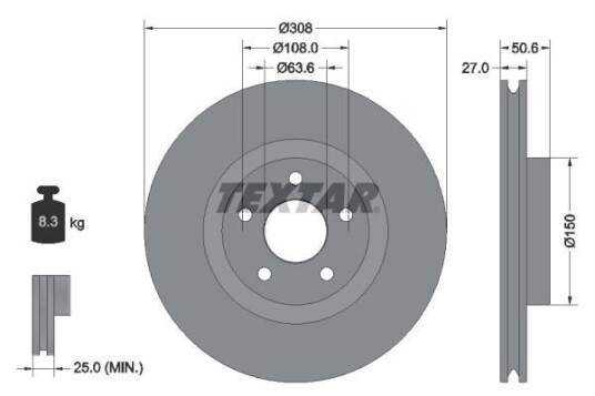 Bremseskive TEXTAR 92306703 Bremseskive TEXTAR 92306703
