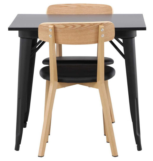 Venture Design Tempe & Sanjos spisegruppe Natur/svart 2 stoler & bord 80 x 80 cm