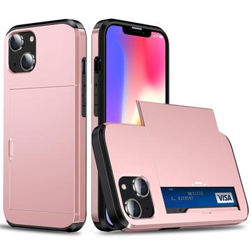 iPhone 14 Hybrid-deksel med Skyvekortspor Roségull