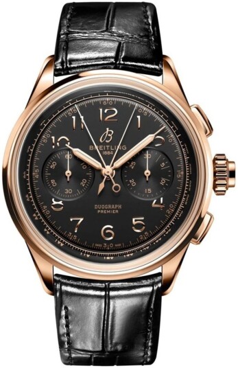 Breitling Herreklokke RB1510251B1P1 Premier B15 Duograph 42 Sort/Lær