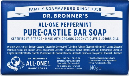 Dr. Bronner's Castile såpe Peppermynte 140g Dr. Bronner's Castile såpe Peppermynte 140g