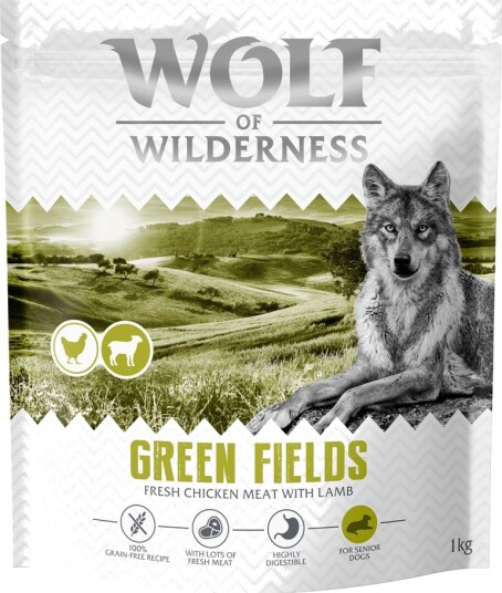Wolf Of Wilderness Tørrfôr Senior Green Fields Kornfri Ny Oppskrift Lam 1 kg