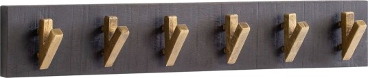 Garderobe Wohnling Vegghengt klesstativ 6 gylne metallkroker elegant i svart gull -