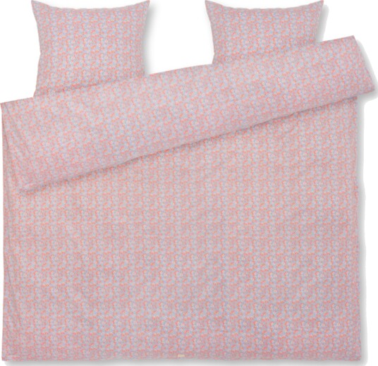 Juna JUNA dobbelt sengetøy 200x220 cm   100% økologisk bomullssatin   Pleasantly blå med rosa blomster