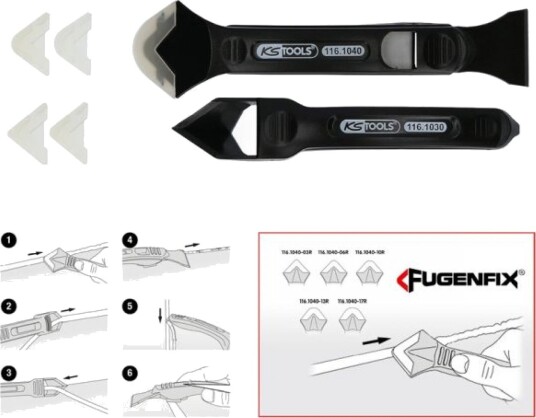 Ks Tools Fugenfix 7 Deler Silikon Skrape- og Avtrekkersett Ks Tools Fugenfix 7 Deler Silikon Skrape- og Avtrekkersett