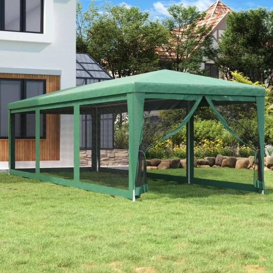 vidaXL Festtelt med 8 sidevegger av netting grønn 3x9 m HDPE vidaXL Festtelt med 8 sidevegger av netting grønn 3x9 m HDPE