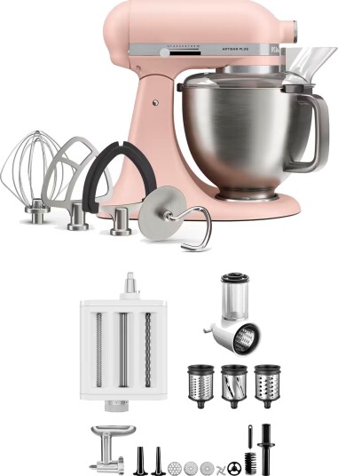 Kitchenaid Artisan Plus kjøkkenmaskin med tilbehørspakke 4,7 liter feather pink