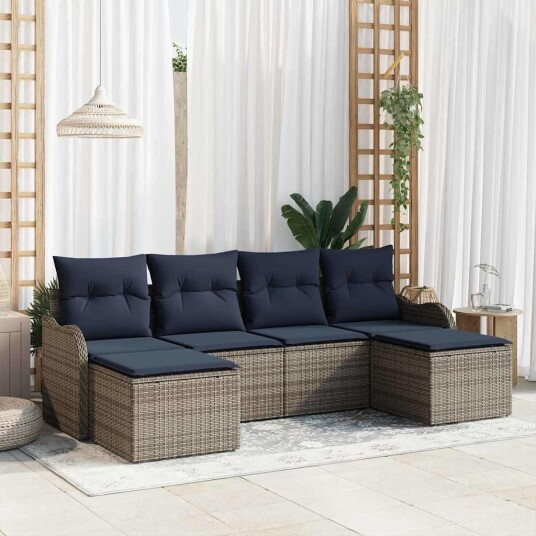 vidaXL Sofa sett 6 stk. Grå Polyester