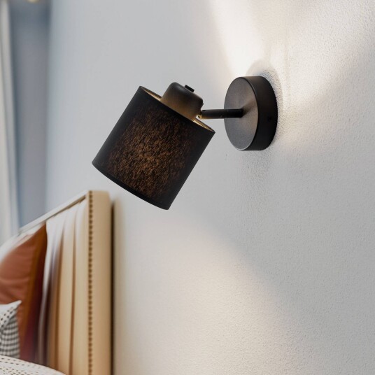 Argon Suerte vegglampe svart/gull 1 lyskilde tekstil stål