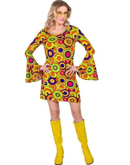 Widmann 70's Fargerik Boblemønstret Kostymekjole til Dame XX Large Widmann 70's Fargerik Boblemønstret Kostymekjole til Dame XX Large