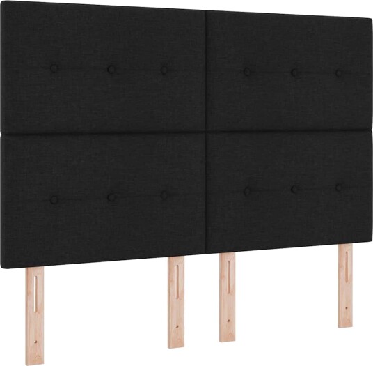 Boksfjæring Seng med Madrass & Benk Svart 140x200 cm Stoff