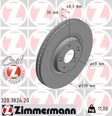 Bremseskive ZIMMERMANN 320.3824.20