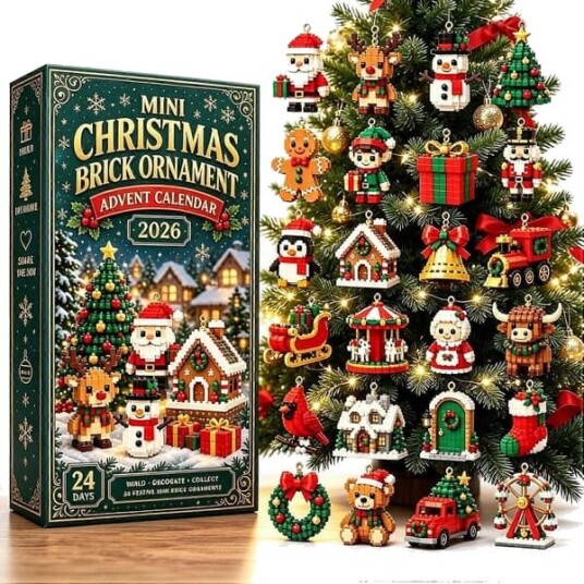24 dager mini julekloss pynt adventskalender 2026 24 unike byggbare feriedesign med hengeløkker juletrehengende pynt jul