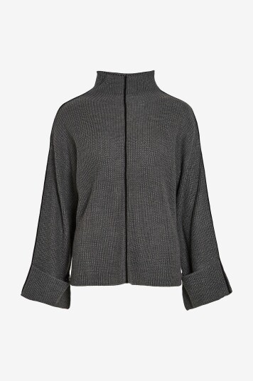 Vila - Genser viVigga L/S Contrast Knit Pullover - Grå