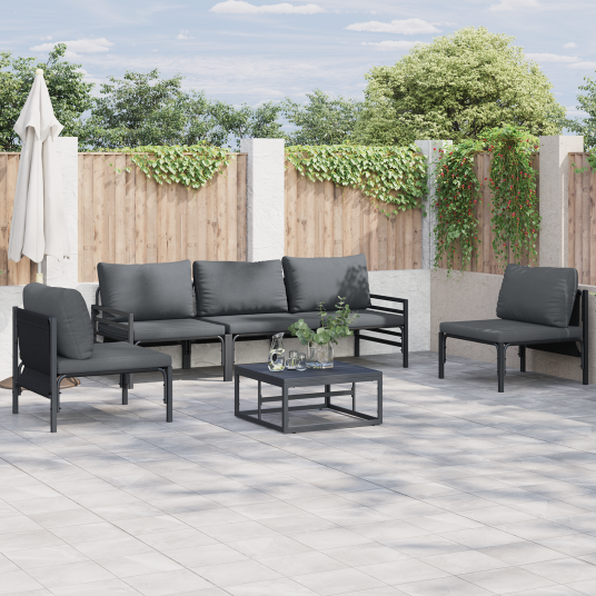  Hagesofa Set 5 pcs Antrasitt Stål