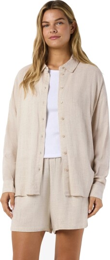 NOISY MAY Nmleilani L/S Loose Shirt Wvn Noos   Beige   XS