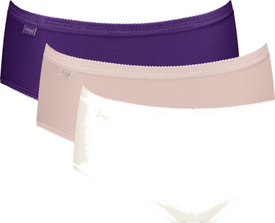 Sloggi Truser 3P Basic Plus Midi Colored Hvit/Lilla bomull 42 Dame