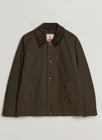 Baracuta Waxed Sherling Lined Deck Jacket Deep Moss