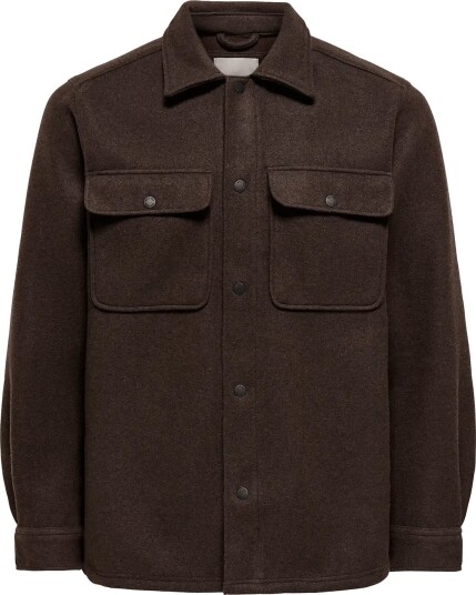 ONLY & SONS Onsash Ovr Woolen Look Pkt Ls Shirt Noos Brown XL ONLY & SONS Onsash Ovr Woolen Look Pkt Ls Shirt Noos Brown XL