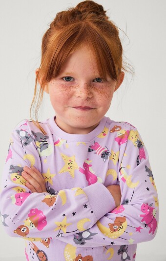 Ellos Collection Pysjsett i bomullsjersey Lilla