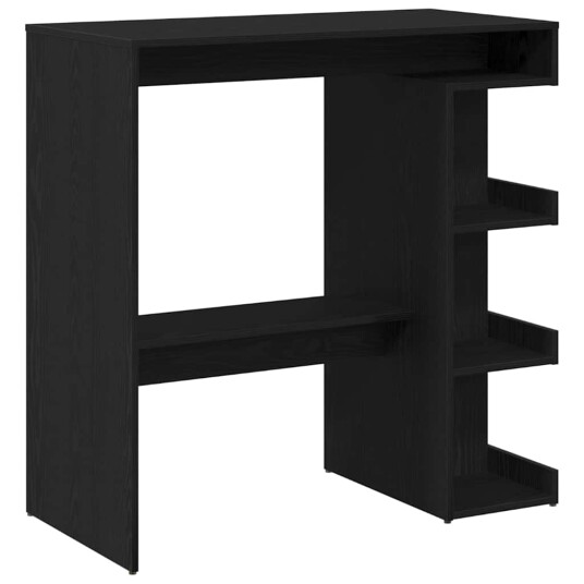  Svart Eik Barbord med Oppbevaringshylle 100x50x101.5 cm