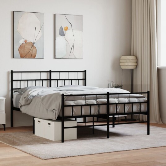 vidaXL Sengeramme i metall med hode- og fotgavl svart 120x190 cm 8721012188754
