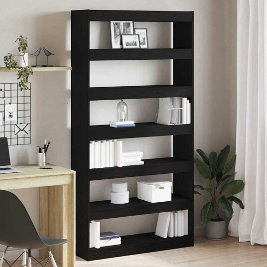 Bokhylle Svart eik Konstruert tre 100 x 30 x 198 cm Hylling