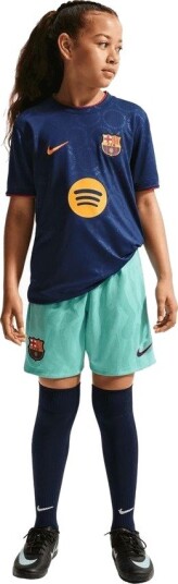 Barcelona Trenings T Skjorte Pre Match 3. Blå/Rød/Gull Barn Nike størrelse S: 128 137 cm