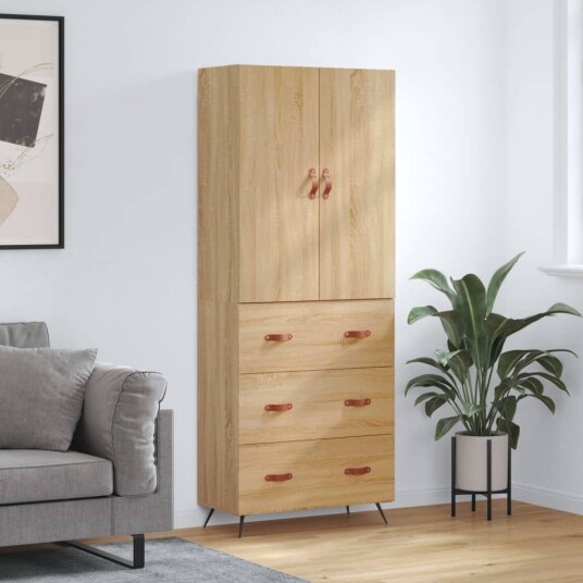  Highboard sonoma eik 69,5x34x180 cm konstruert tre