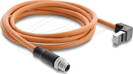 Delock M12 Kabel X Kodet 8 Pinners Hann Rett Til Rj45 Kontakt Vinklet Opp S/Ftp Skjermet 2 M Oransje 81000