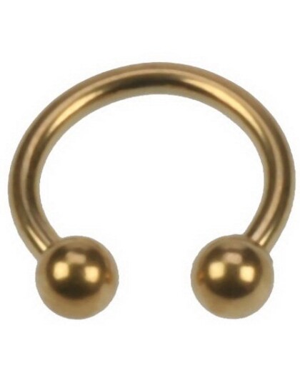 Utgått Rund Gullfarget Øyenbrynspiercing med Runde Kuler 8 x 12 mm 3 mm kule