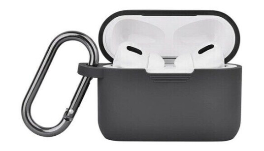 North Airpods Pro Beskyttelsesveske Silikon Karabinkrok Mørk Grå