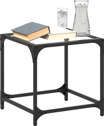  Sofabord med gjennomsiktig glassplate 40x40x40 cm stål 845958