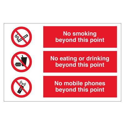 Jo Safety No smoking eating mobile phones Self Adhesive Vinyl 200 x 300 mm IMO 120033VNR