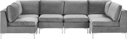 Evja 6 seters Divansofa Fløyel/Grå Evja 6 seters Divansofa Fløyel/Grå